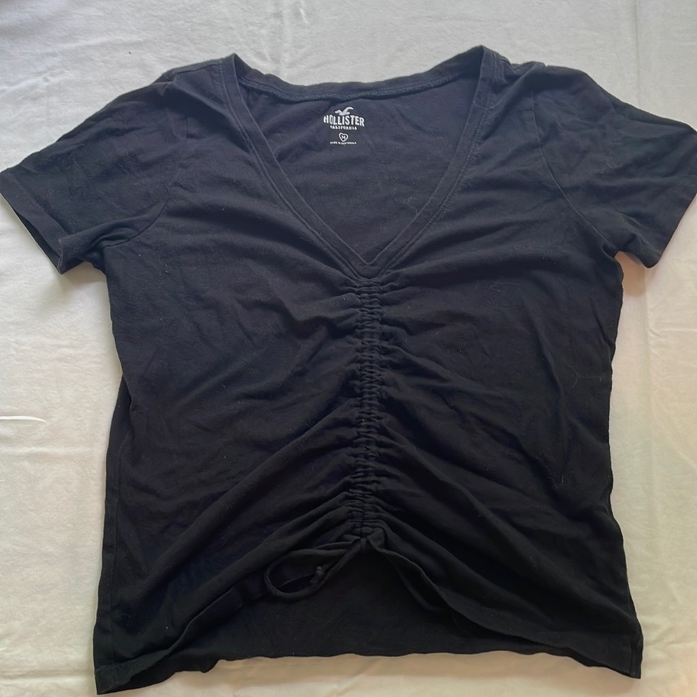 Black crop top with adjustable tie